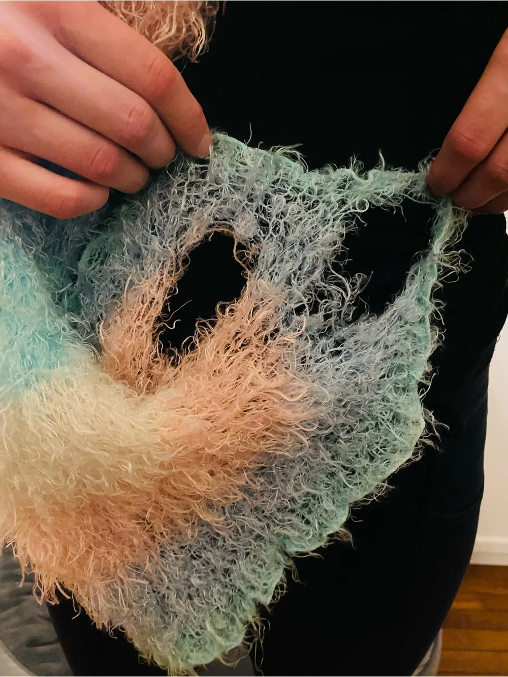 Fuzzy Pastel Stripe Scarf - Multicolor